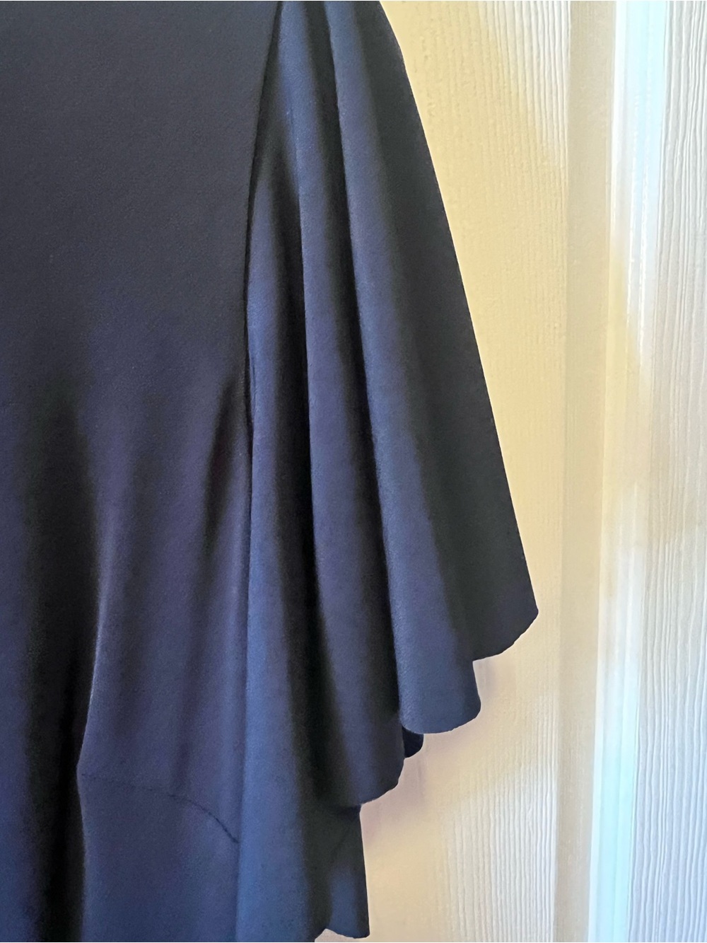 Jessica Howard Black Ruffle Cocktail Dress Size 14 Elegant Flutter Sleeve Sheath - Picture 8 of 10